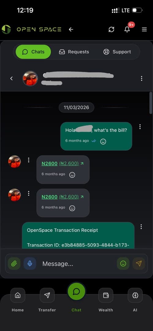 Open Space — user dashboard